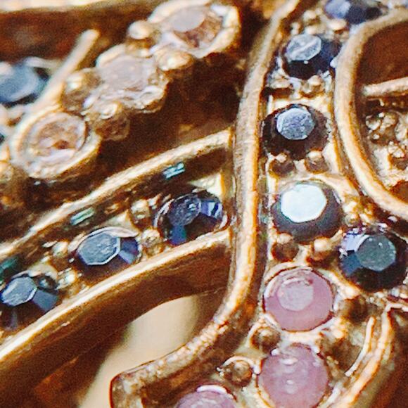 Signed Heidi Daus Gold Tone Crystal Pearl Drop Clip On Earrings VTG Swarovski? - Picture 16 of 17